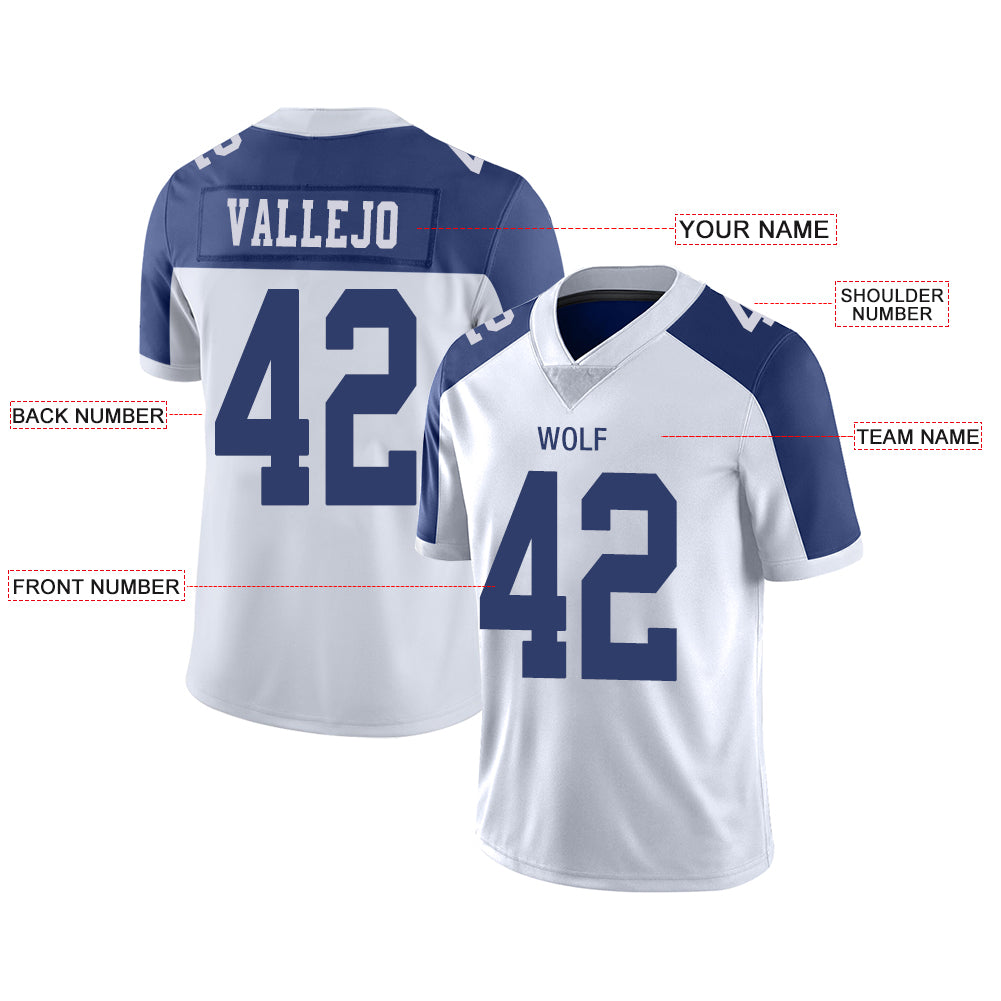 Custom White DAL Football Shirt Top