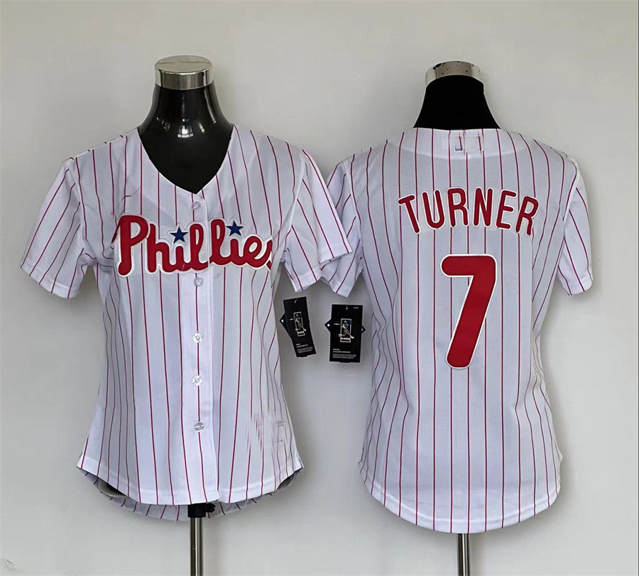 Custom #7 White PHI Baseball Shirt Top