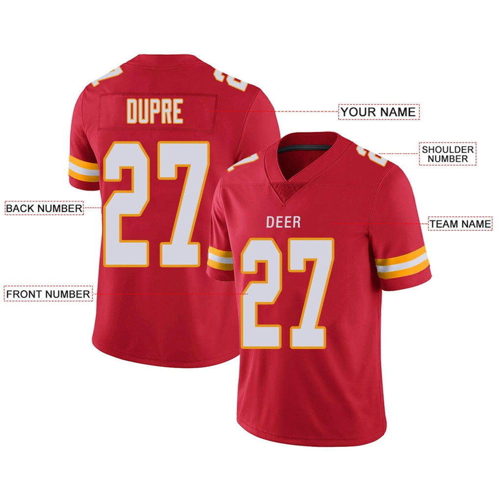 Custom Red KC Football Shirt Top