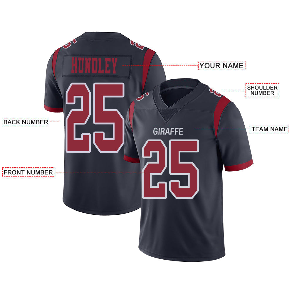 Custom Navy HOU Football Shirt Top