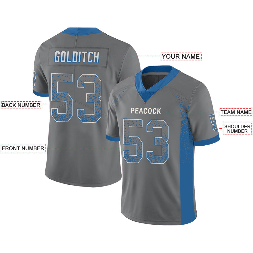 Custom Grey DET Football Shirt Top