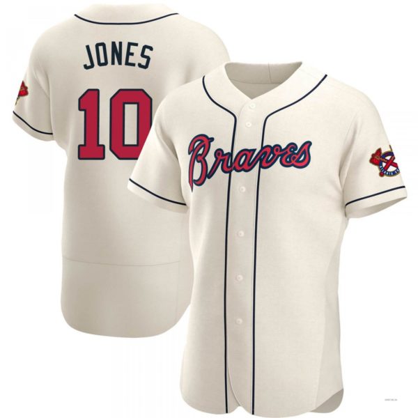 Custom #10 Cream ATL Baseball Shirt Top