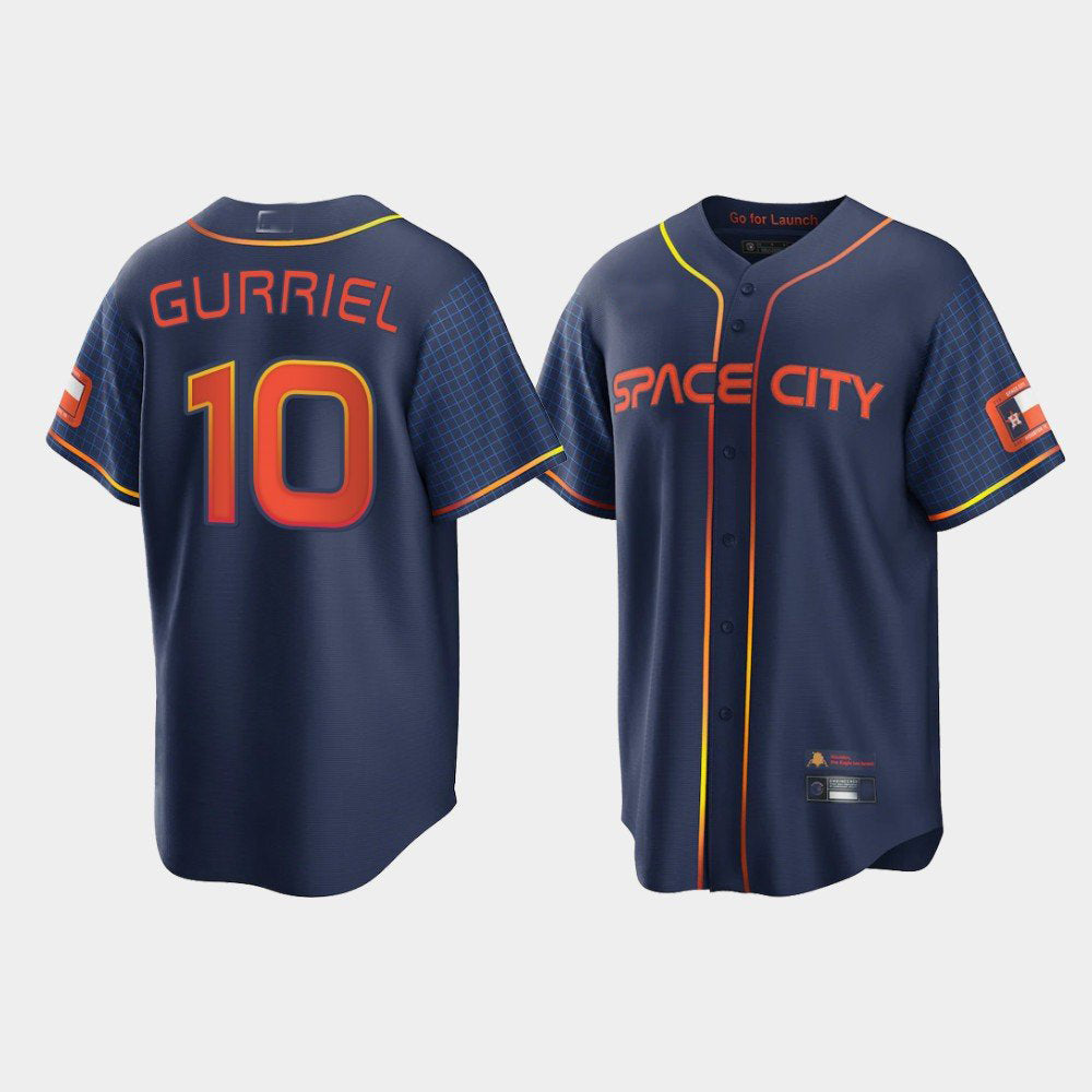 Custom #10 Navy 2022 City Connect HOU Baseball Shirt Top
