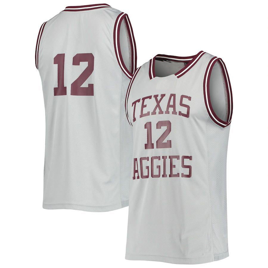 Custom #12 Gray Retro College Shirt Top