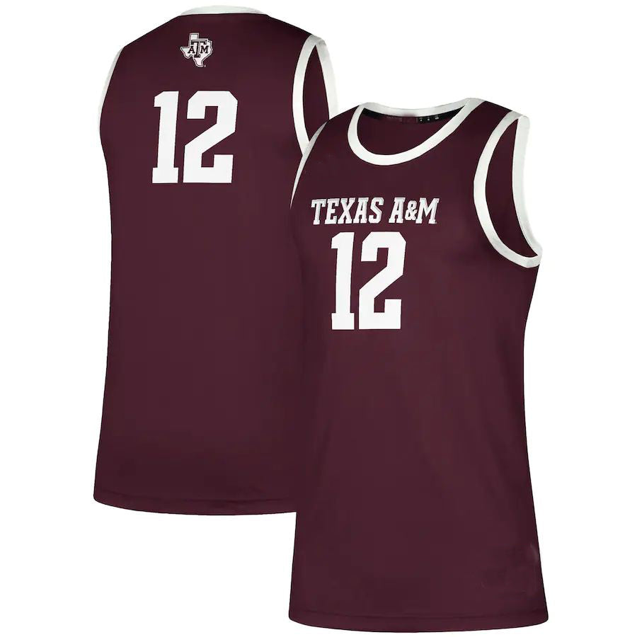 Custom #12 Maroon College Shirt Top