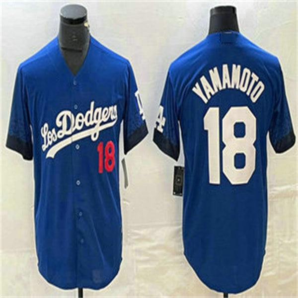 Custom #18 Blue LAD Baseball Shirt Top