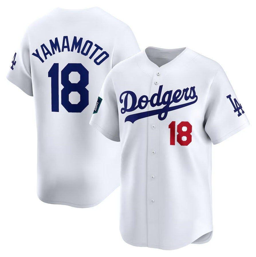 Custom #18 White 2024 LAD Baseball Shirt Top