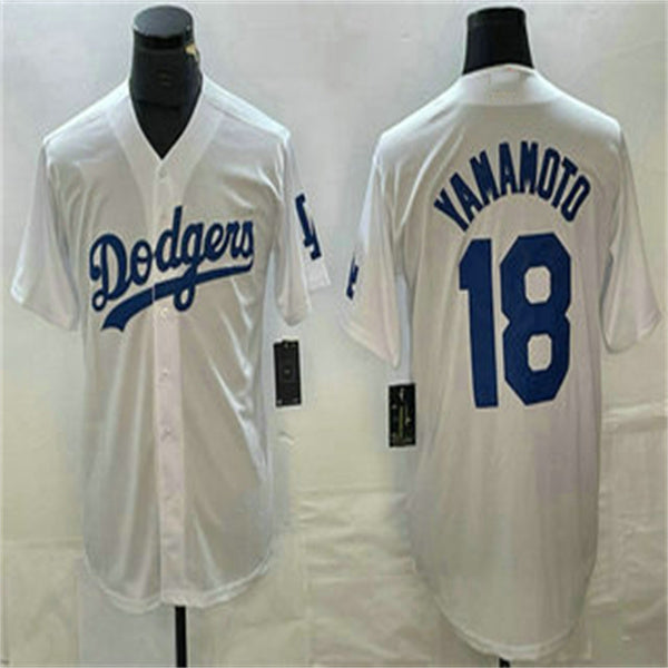Custom #18 White LAD Baseball Shirt Top