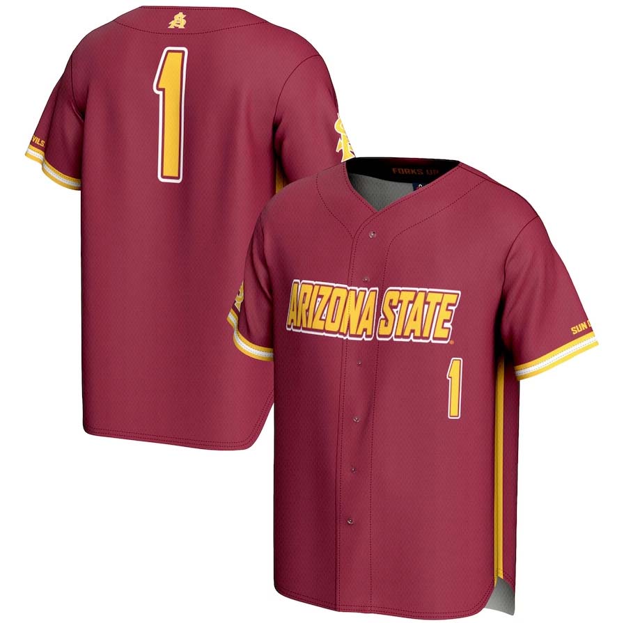 Custom #1 Maroon Baseball Shirt Top