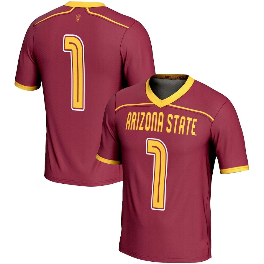 Custom #1 Maroon College Shirt Top