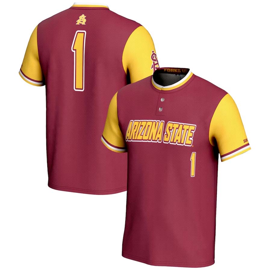 Custom #1 Maroon College Shirt Top