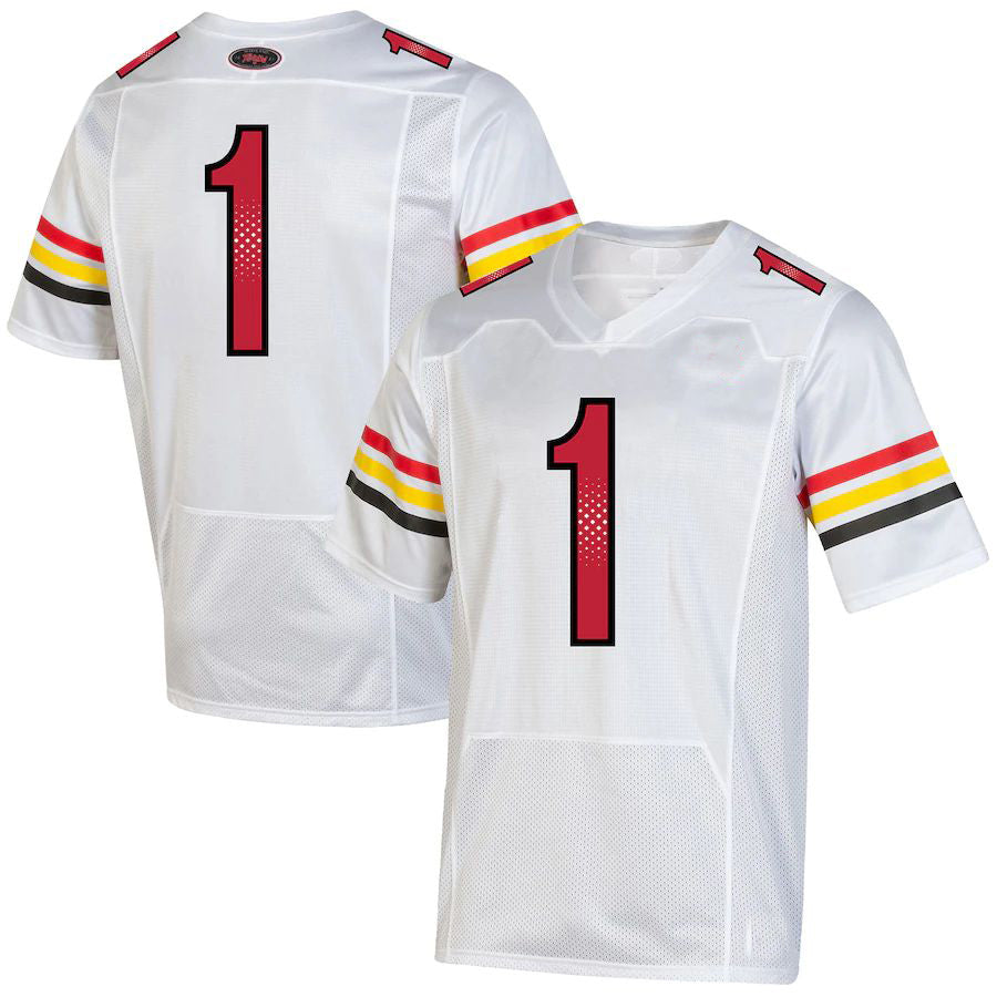 Custom #1 White Throwback Football Shirt Top
