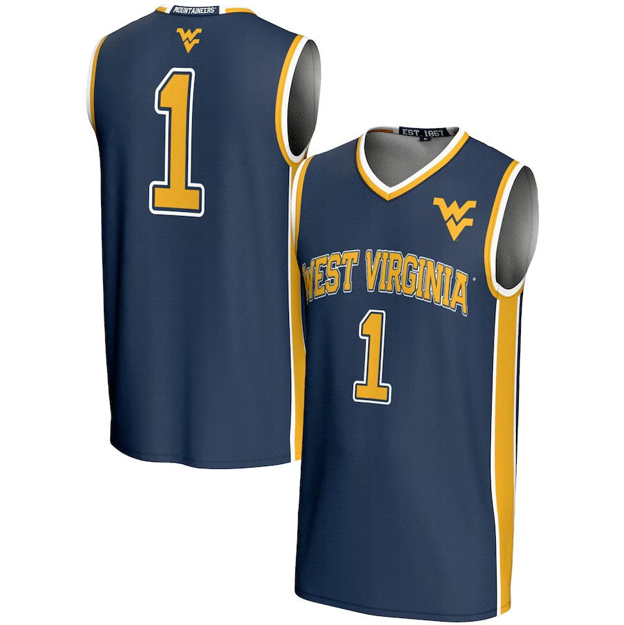 Custom #1 Navy Basketball Shirt Top
