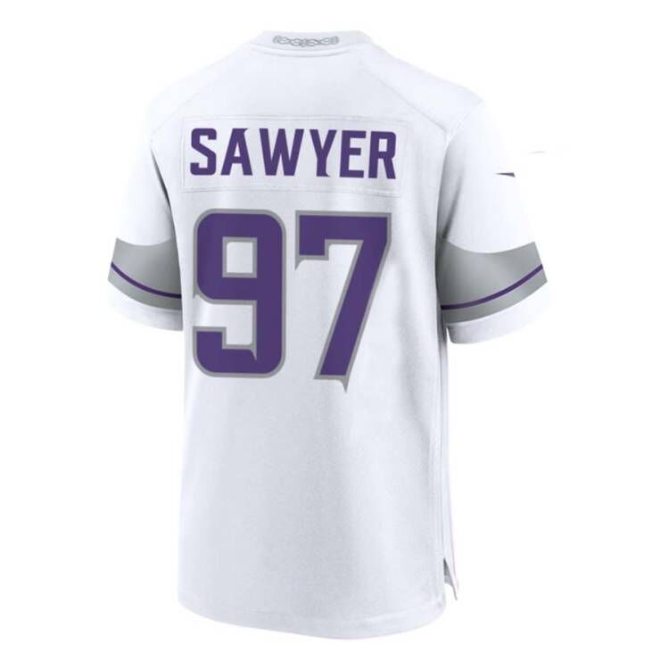 Custom #97 White MIN Football Shirt Top