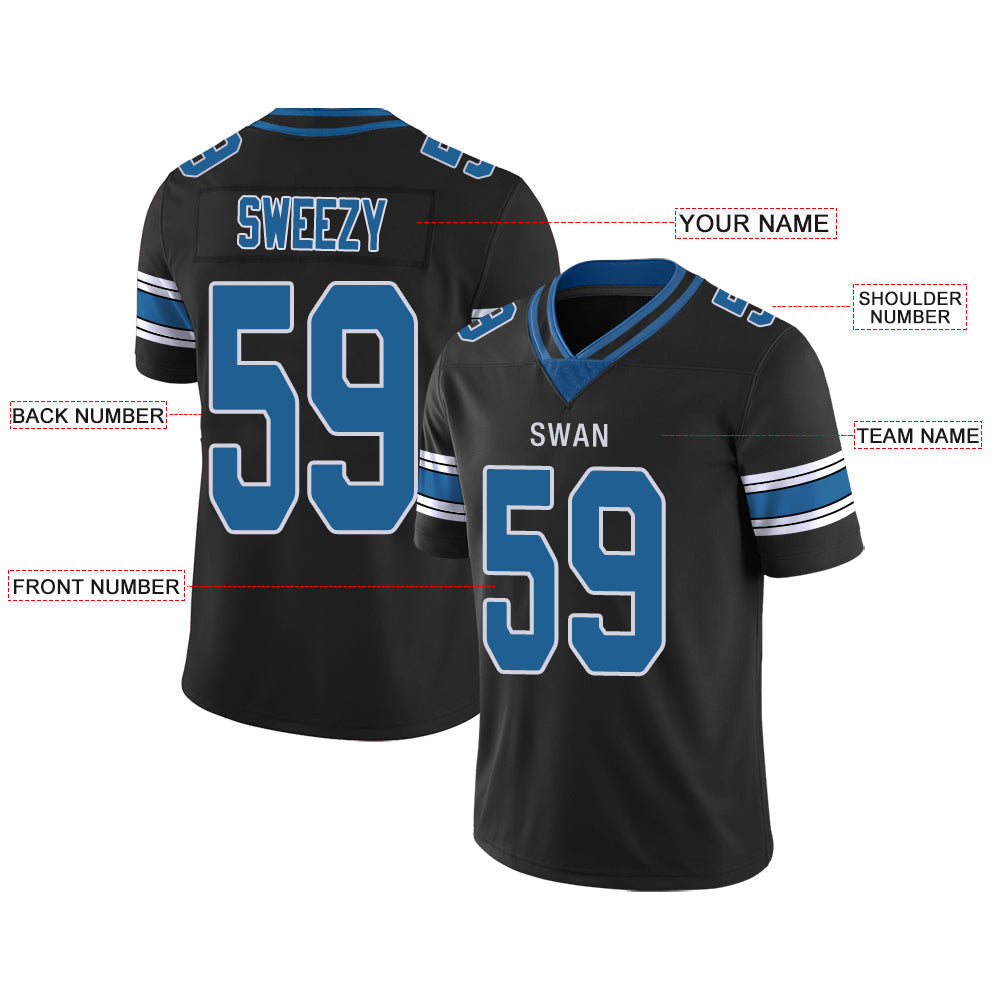 Custom Black DET Football Shirt Top