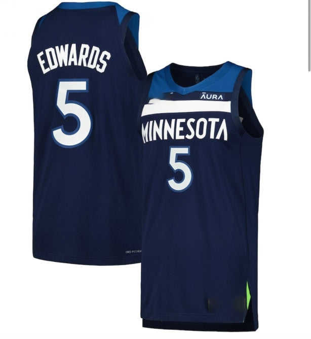 Custom #5 Navy MIN Basketball Shirt Top