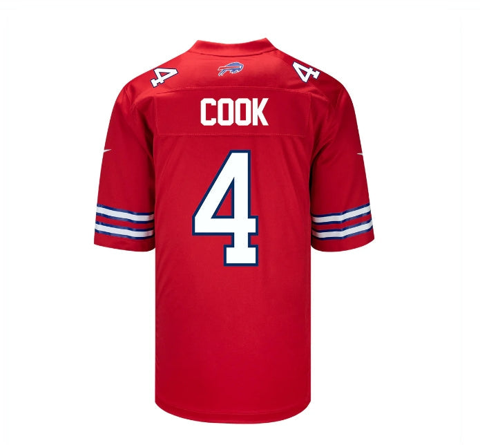 Custom #4 Red BUF Football Shirt Top