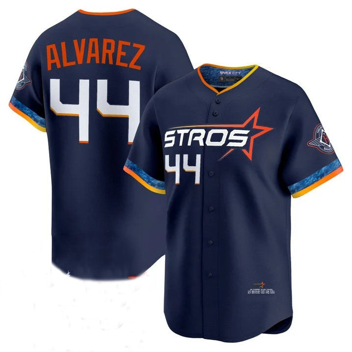 Custom #44 Navy 2025 City Connect HOU Baseball Shirt Top