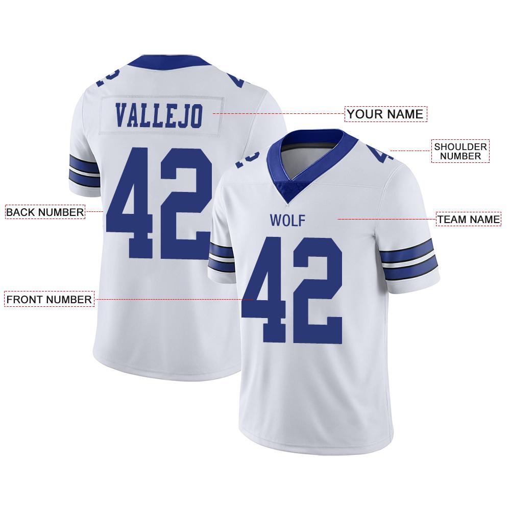 Custom White DAL Football Shirt Top
