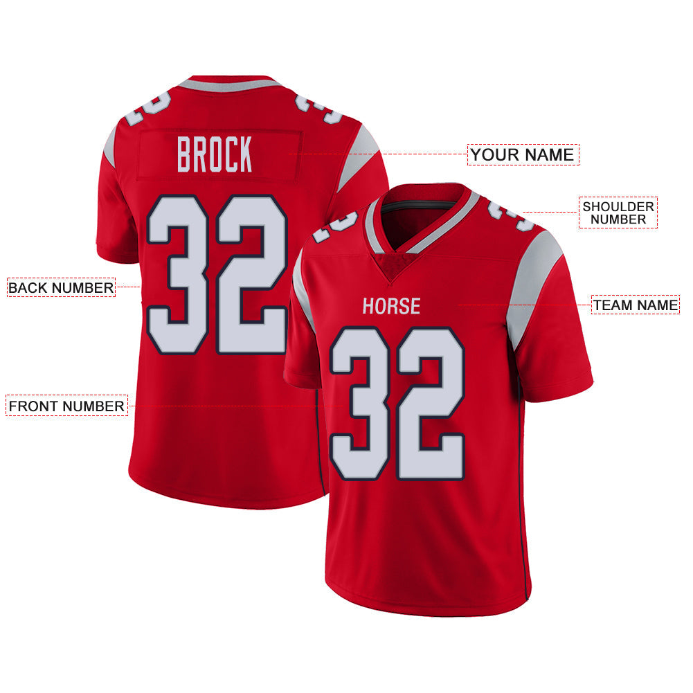 Custom Red NE Football Shirt Top