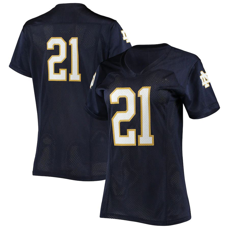 Custom #21 Navy Football Shirt Top