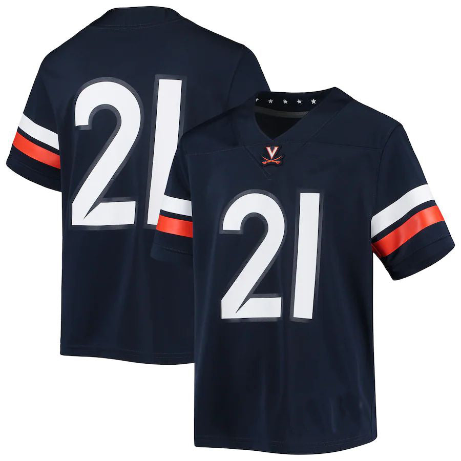 Custom #21 Navy Football Shirt Top
