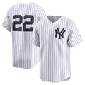 Custom #22 White NYY Baseball Shirt Top