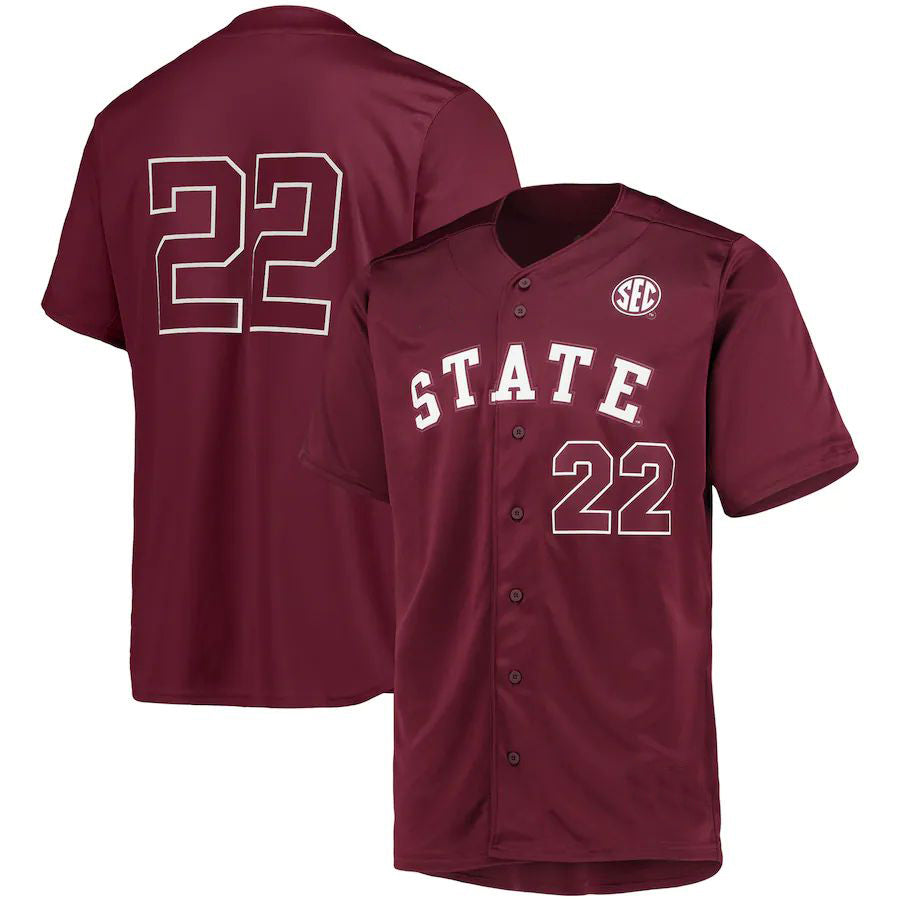 Custom #22 Maroon Baseball Shirt Top