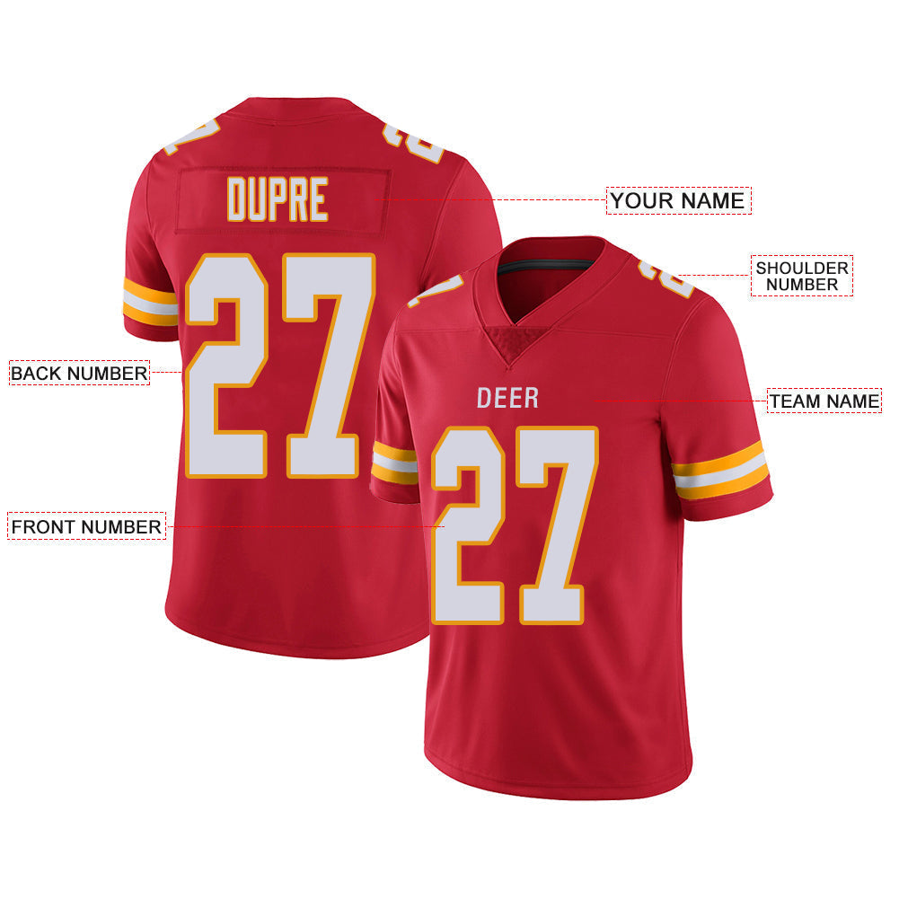 Custom Red KC Football Shirt Top