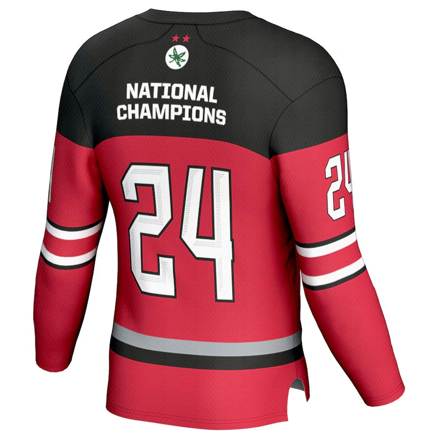 Custom #24 Scarlet 2024 Hockey Shirt Top
