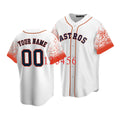 Custom White HOU Baseball Shirt Top