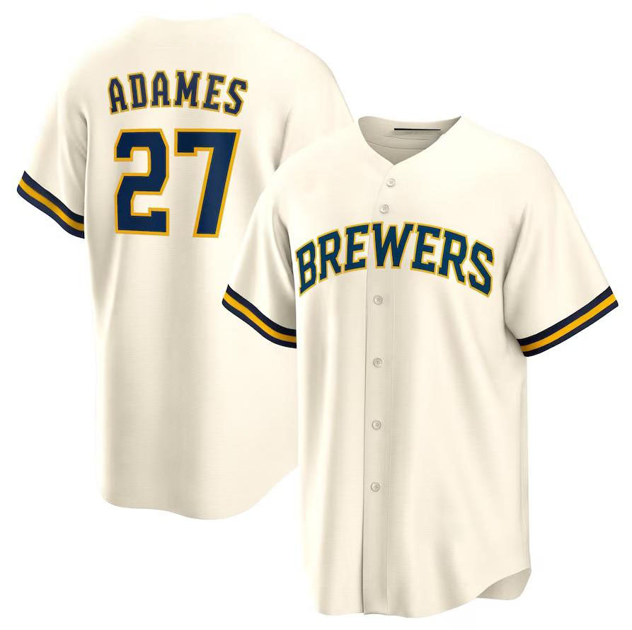 Custom #27 Cream MIL Baseball Shirt Top