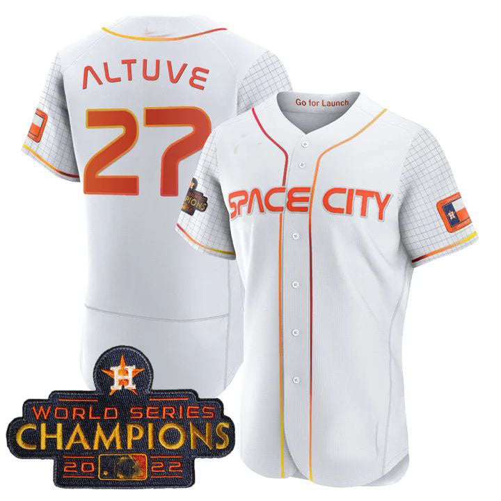 Custom #27 White 2023 HOU Baseball Shirt Top