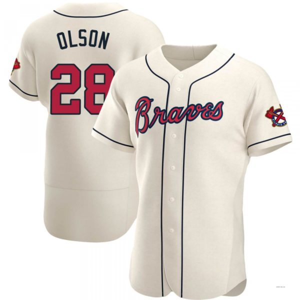Custom #28 Cream ATL Baseball Shirt Top