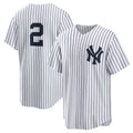Custom #2 White NYY Baseball Shirt Top
