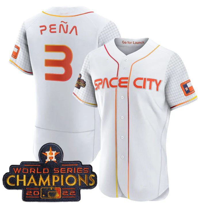 Custom #3 White 2023 HOU Baseball Shirt Top