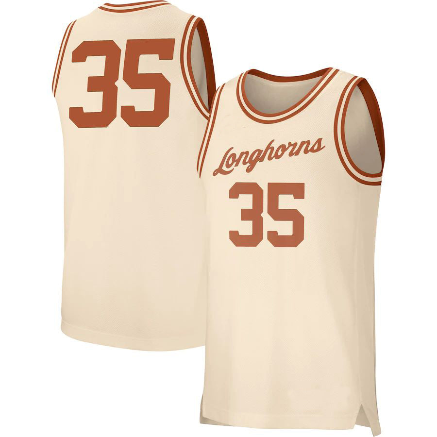 Custom #35 Cream Retro Basketball Shirt Top