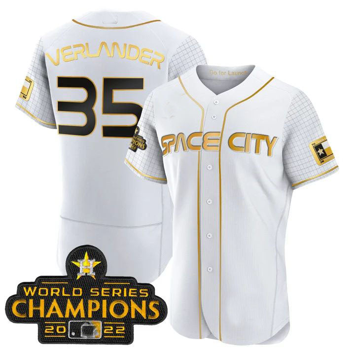 Custom #35 White 2023 HOU Baseball Shirt Top