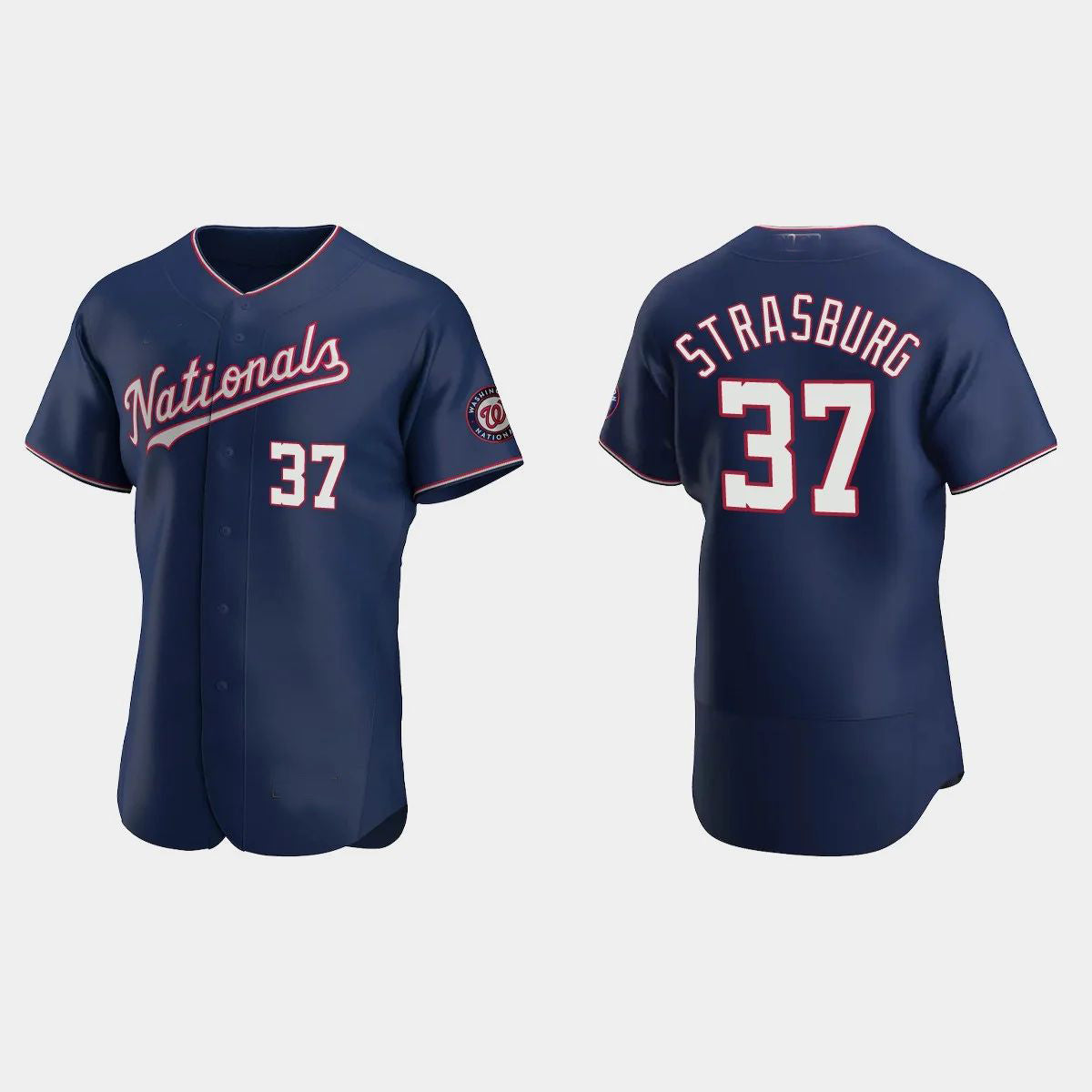 Custom #37 Navy WSH Baseball Shirt Top