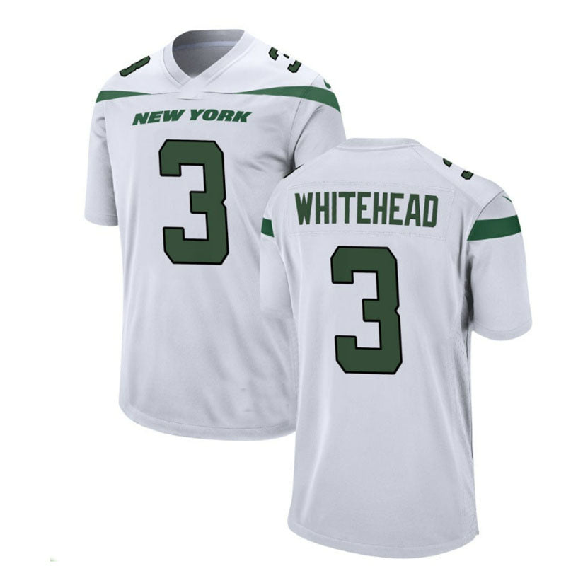 Custom #3 White NYJ Football Shirt Top