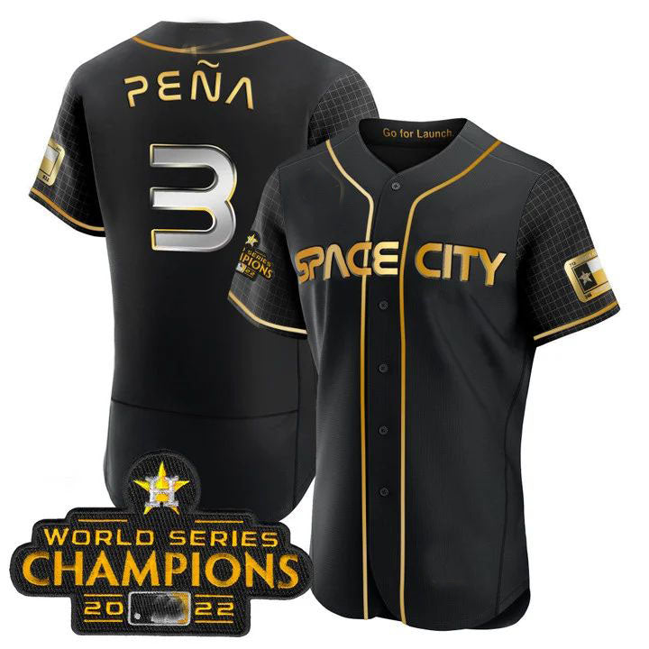 Custom #3 Black 2023 HOU Baseball Shirt Top