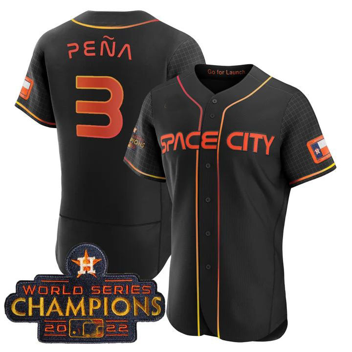 Custom #3 Black 2023 HOU Baseball Shirt Top