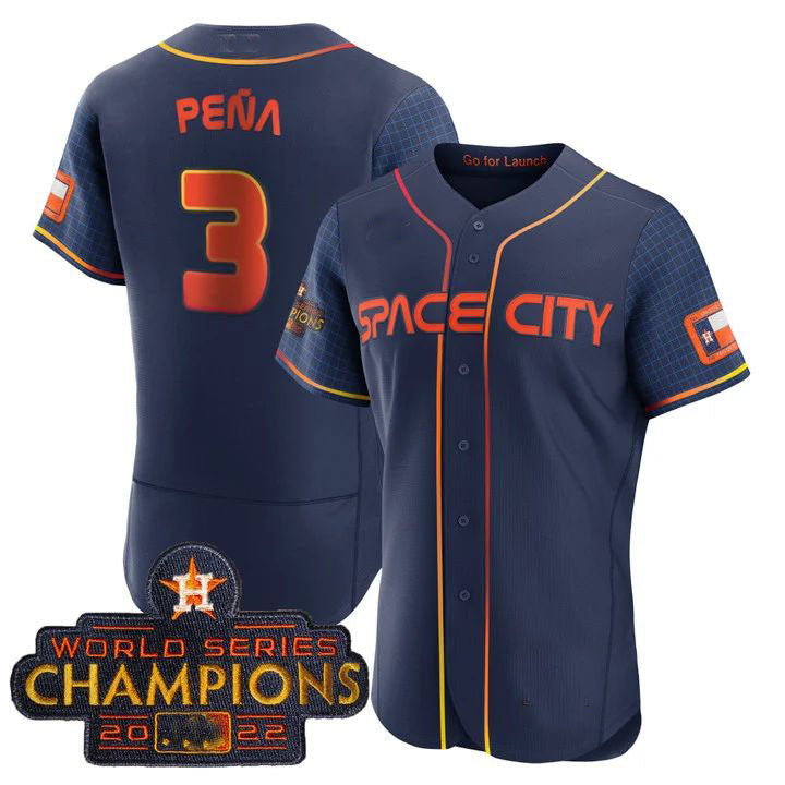 Custom #3 Blue 2023 HOU Baseball Shirt Top