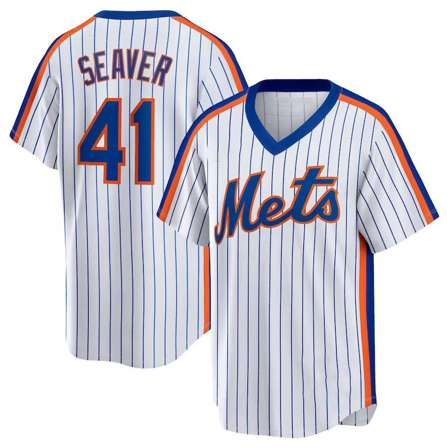 Custom #41 White NYM Baseball Shirt Top