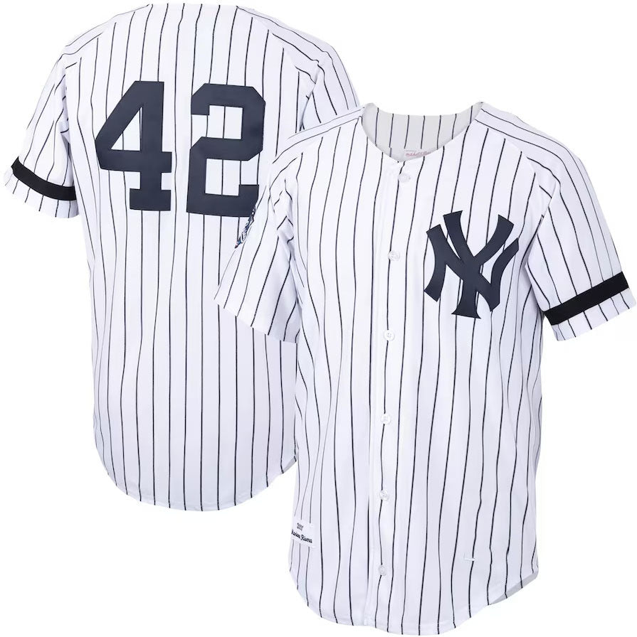 Custom #42 White 2000 NYY Baseball Shirt Top
