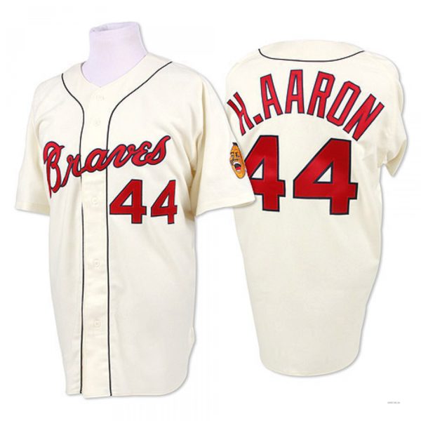 Custom #44 Cream 1963 Throwback ATL Baseball Shirt Top