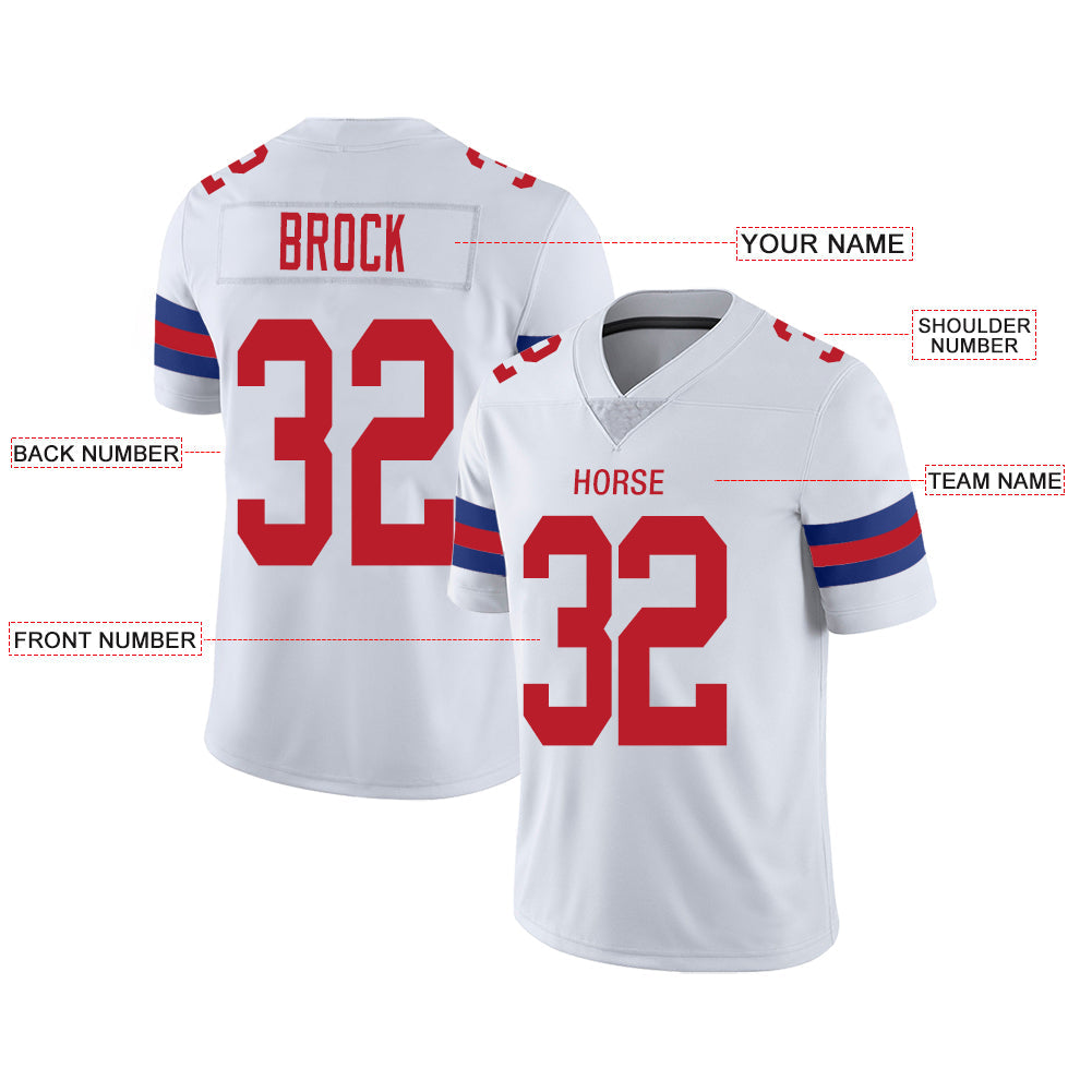 Custom White NE Football Shirt Top