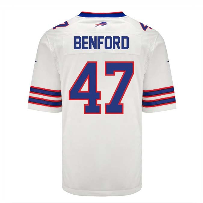 Custom #47 White BUF Football Shirt Top
