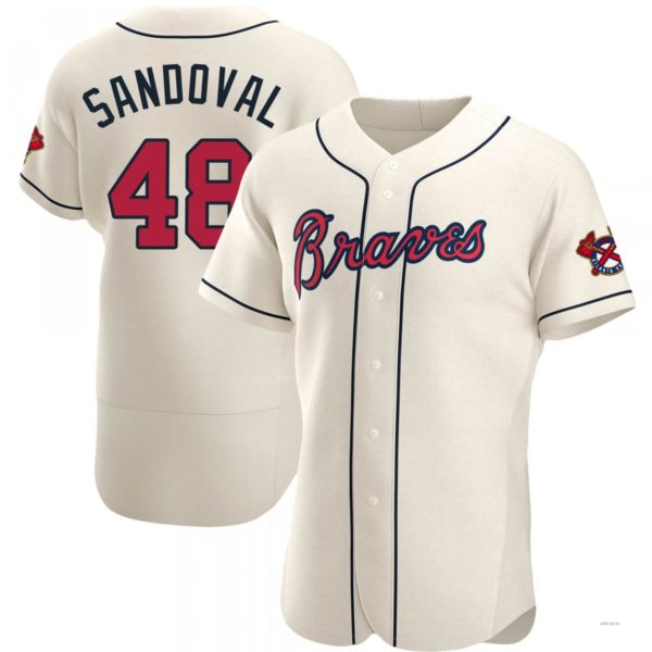 Custom #48 Cream ATL Baseball Shirt Top