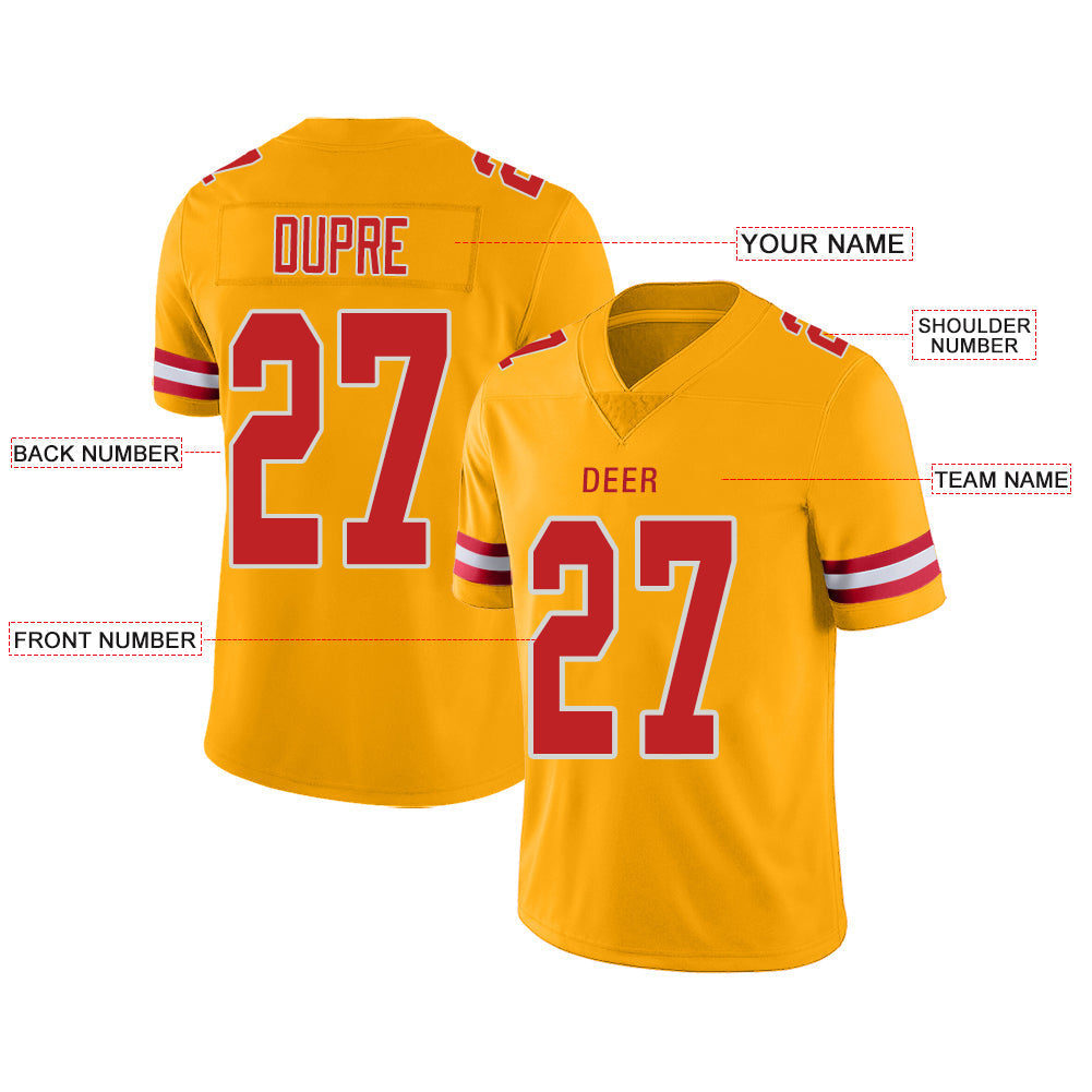Custom Gold KC Football Shirt Top